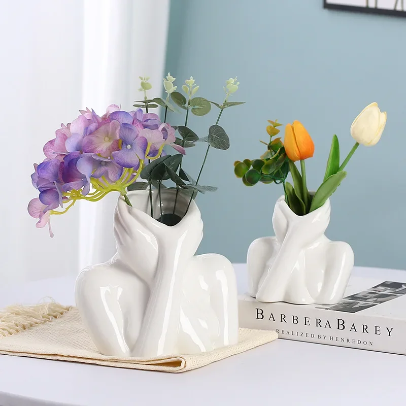 

Керамическая ваза ins в скандинавском стиле, Простой декоративный орнамент для гостиной, прихожей, офиса, Цветочная композиция
