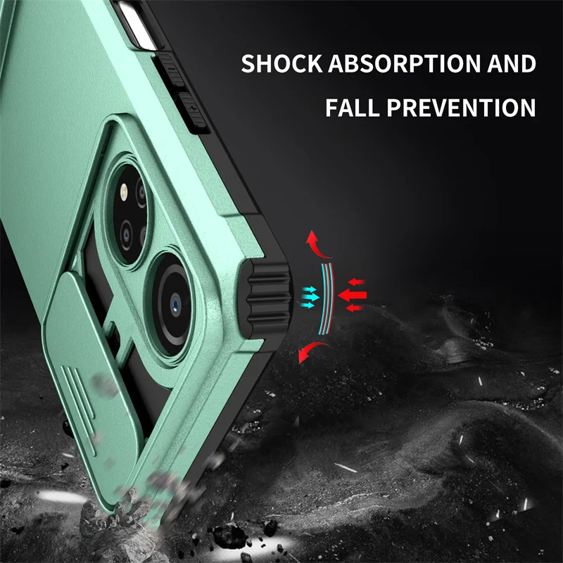 For HonorX7 Case Slide Camera Protect Stand Back Cover for Honer Honar Honor X7 X 7 4G 2022 CMA-LX2 6.74