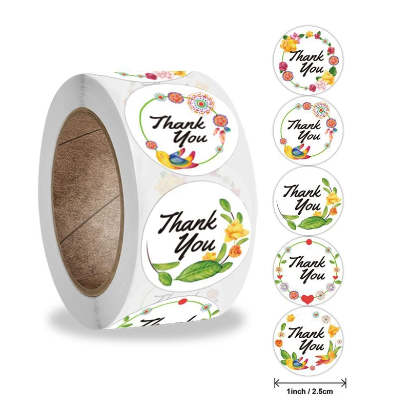 

50-500 шт., декоративные наклейки с надписью «Thank You»