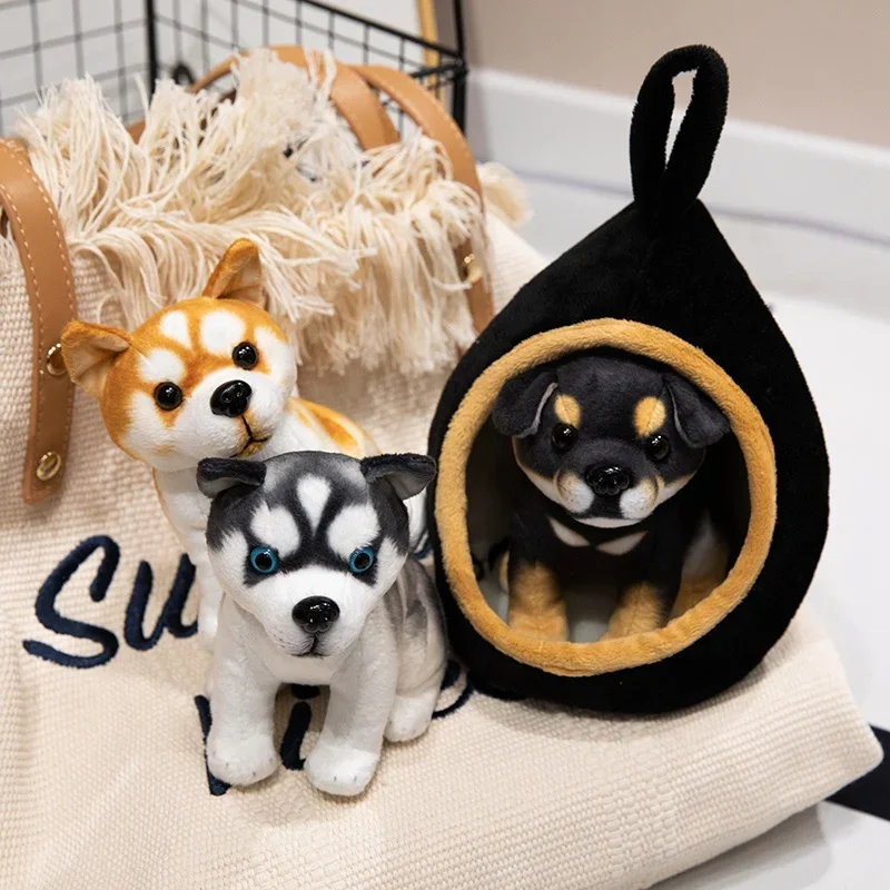 Реалистичная мягкая плюшевая игрушка Akita милая имитация щенка домик пушистая