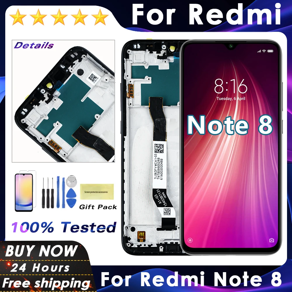 ЖК-дисплей для Xiaomi Redmi Note 8 M1908C3JH M1908C3JG M1908C3JI дигитайзер сенсорного экрана в сборе