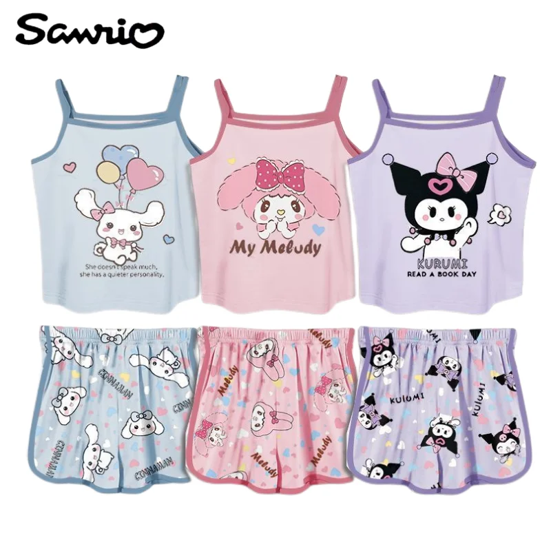 

Kuromi Cinnamoroll My melody anime peripheral kawaii cute cartoon children's suspenders shorts pajamas set creative home clothes