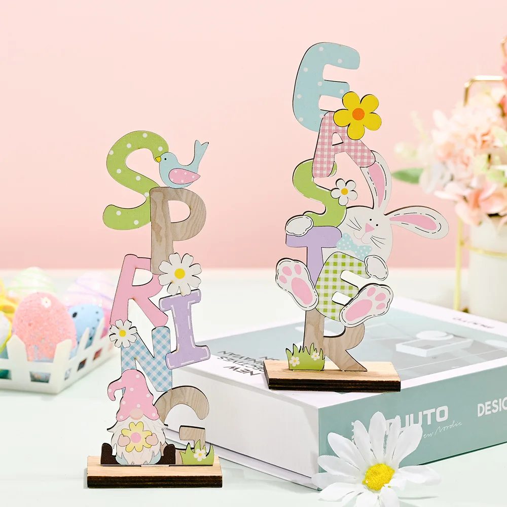 

Easter Decoration for Home Wooden Easter Egg Shelves DIY Craft Handmade Ornaments Kids Gift Happy Easter Party Decor 2022