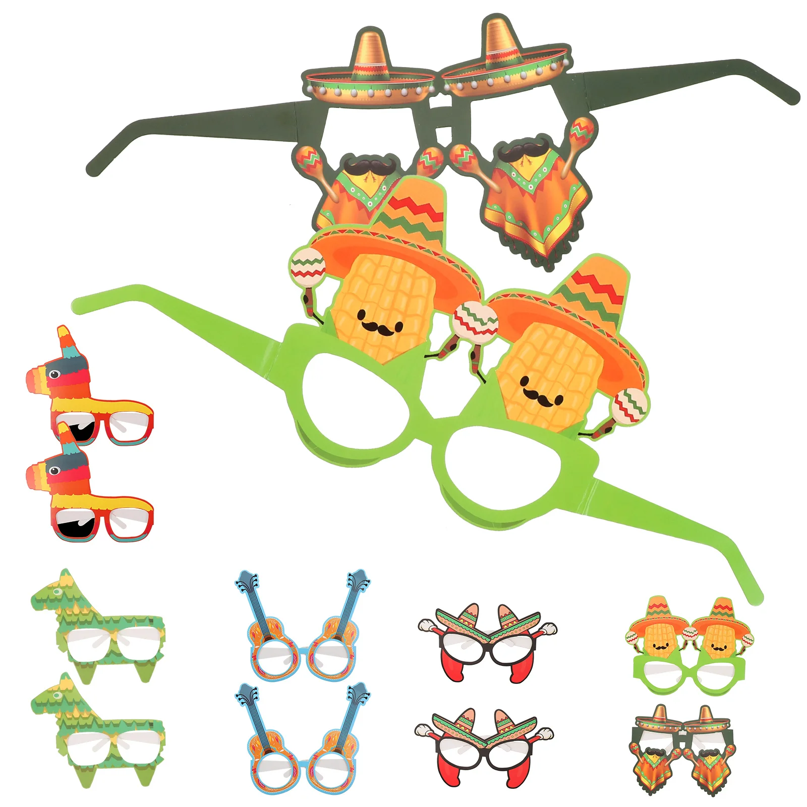 12 шт. украшения для вечеринки тако мексиканские бумажные очки реквизит