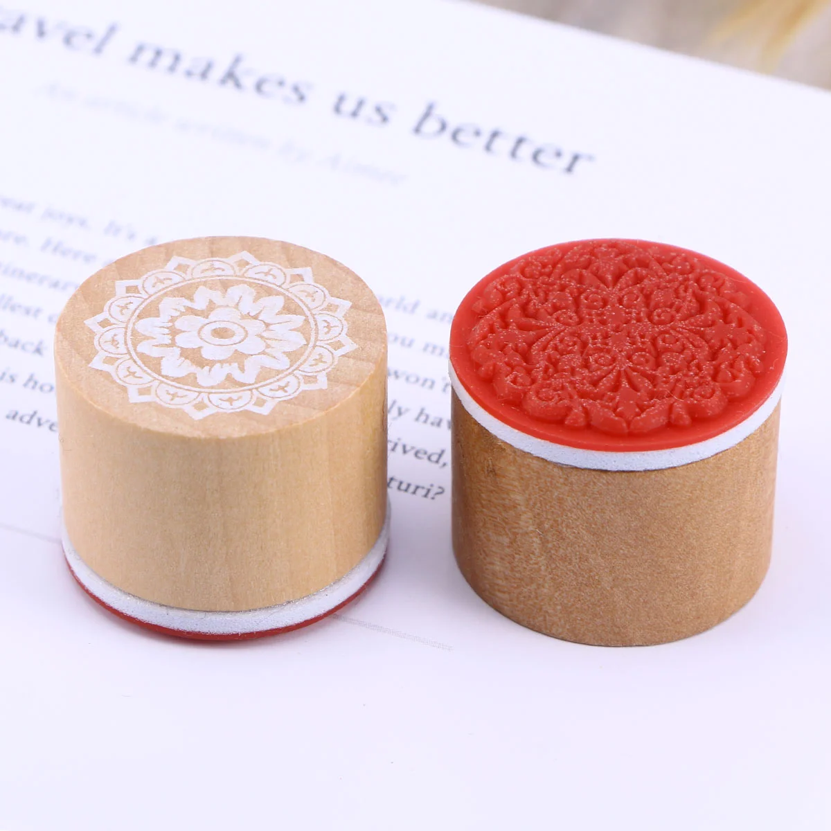 

Stamps Wooden Rubber Round Wood Stamp Floral Flowers Vintage Traditional Decorativescrapbooking