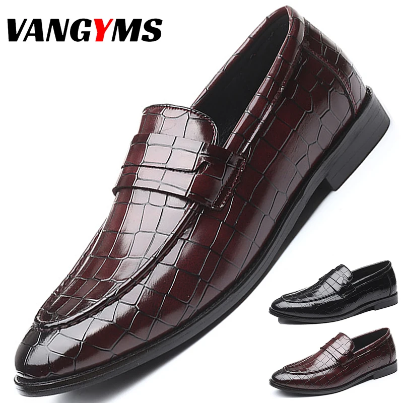 

Men's Leather Shoes Fashion Crocodile Pattern Pointed Toe Men's Business Dress Shoes Casual Shoes Mężczyźni Na Co Dzień Buty