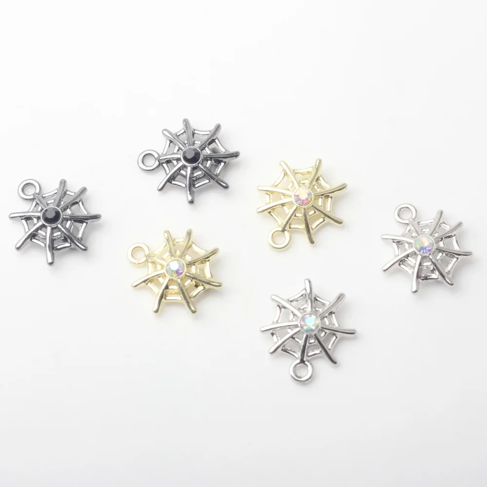 wa pajęczyna z błyszczącymi zawieszkami kryształu górskiego dla rzemiosła Charms do wyrobu biżuterii 10 sztuk/partia