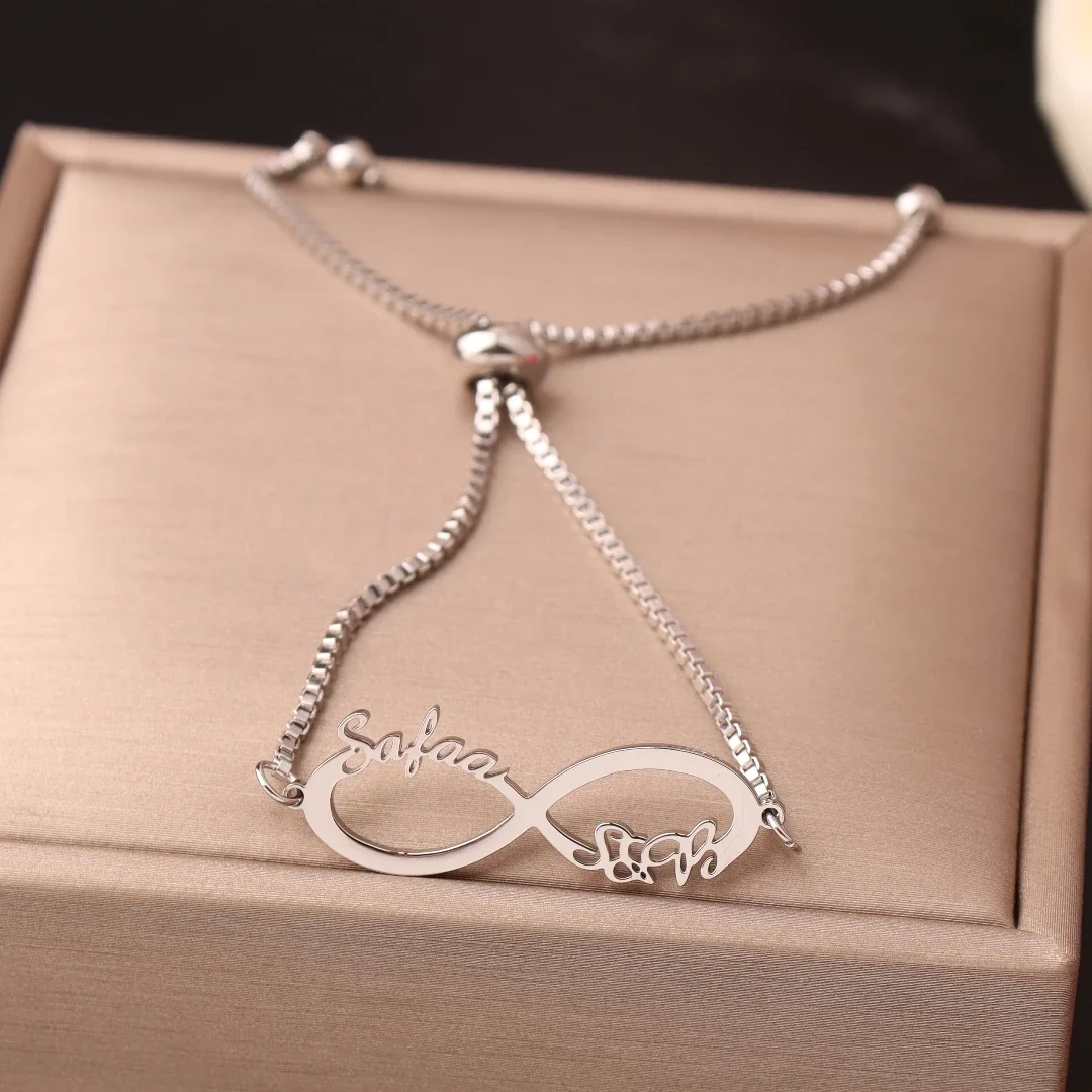 Регулируемый браслет из нержавеющей стали с именем мамы