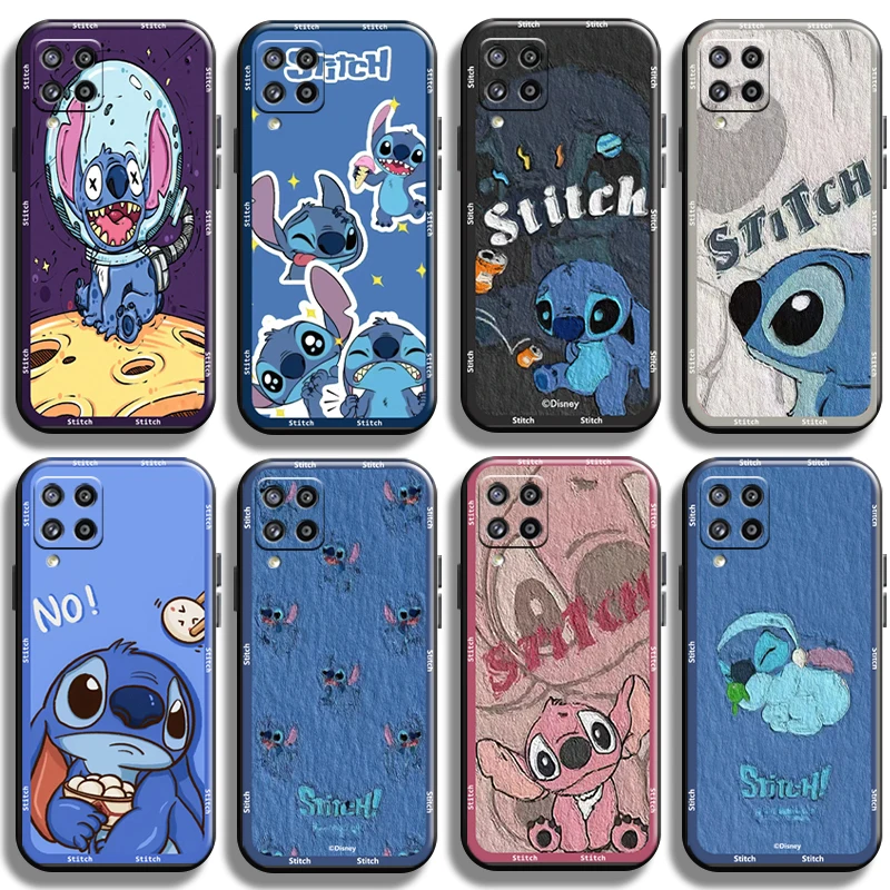 

Disney Cute Stitch Has A Glitch Phone Case For Samsung Galaxy A22 A22 5G Liquid Silicon Cover TPU Full Protection Shell Coque