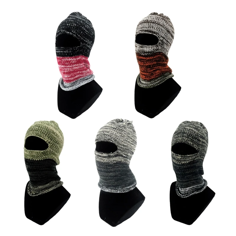 

28TF Ski Balaclava Hooded Hat Scarf Knit Balaclava Beanie Scarf Set Driving Cycling Set for Men Winter Hiking Cycling Scarf