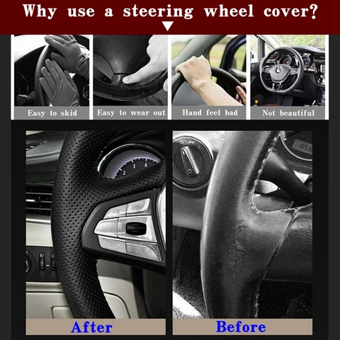 Car Steering Wheel Black Cover Suede Carbon Fiber For Volkswagen Vw Golf 7 Mk7 Nieuwe Polo Jetta Passat B8 Car Accessories