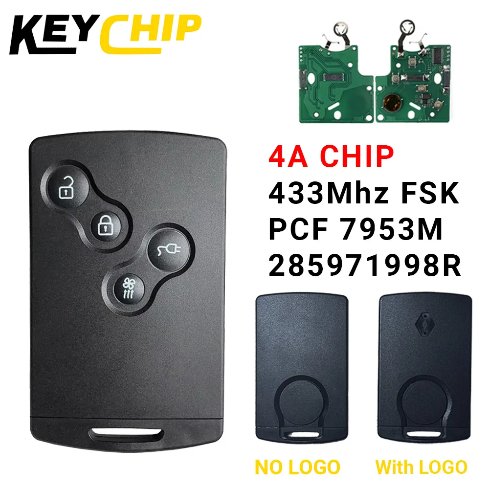 

KC для 2009-2015 Renault Megane III Fluence Laguna III Scenic 2010 громкой связи смарт-карта ключ от автомобиля 433 МГц PCF7952A