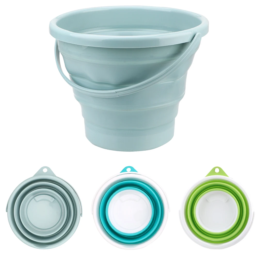 

Round Bathroom Kitchen Camping Bucket Collapsible Storage Bucket Car Wash Outdoor Fishing Portable Folding Bucket Save Space