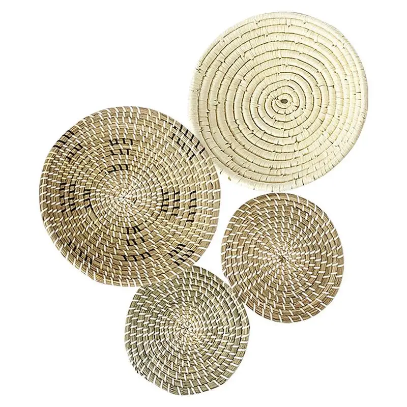 

Seagrass Wall Basket Decorative Woven Wall Decor 4 Pcs Round Wall Ornament For Farmhouse Living Rooms Bedrooms Hallway