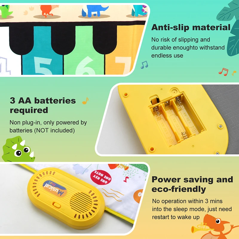 Игровой коврик для детей девочек и мальчиков с музыкальным пианино клавиатурой 8