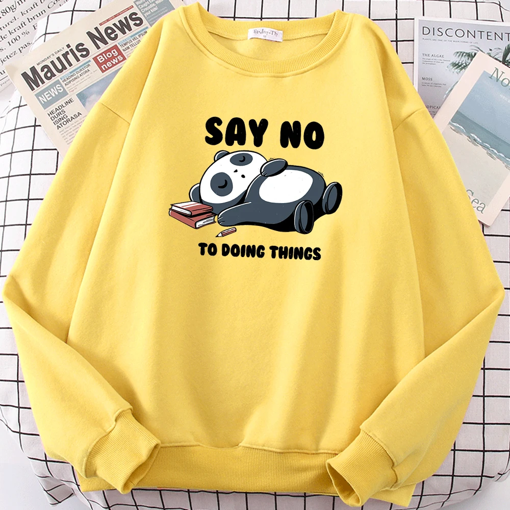 Say No To Doing Thing Sleeping Panda Print Hoody Male Hip Hop Fleece Hoodies Autumn Warm Hoodie Casual Loose Sportswear