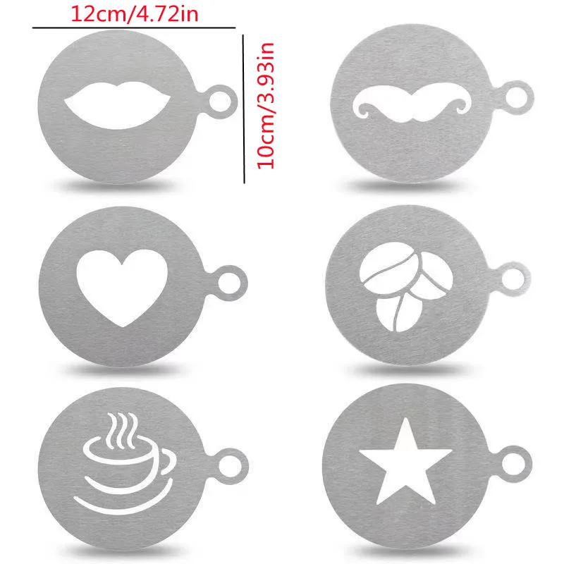Stainless Steel Coffee Cakes Garland Mold Thick Cafe Foam Spray Tools Coffee Stencil Coffee Decor Coffee Accessories Shaker Die images - 6
