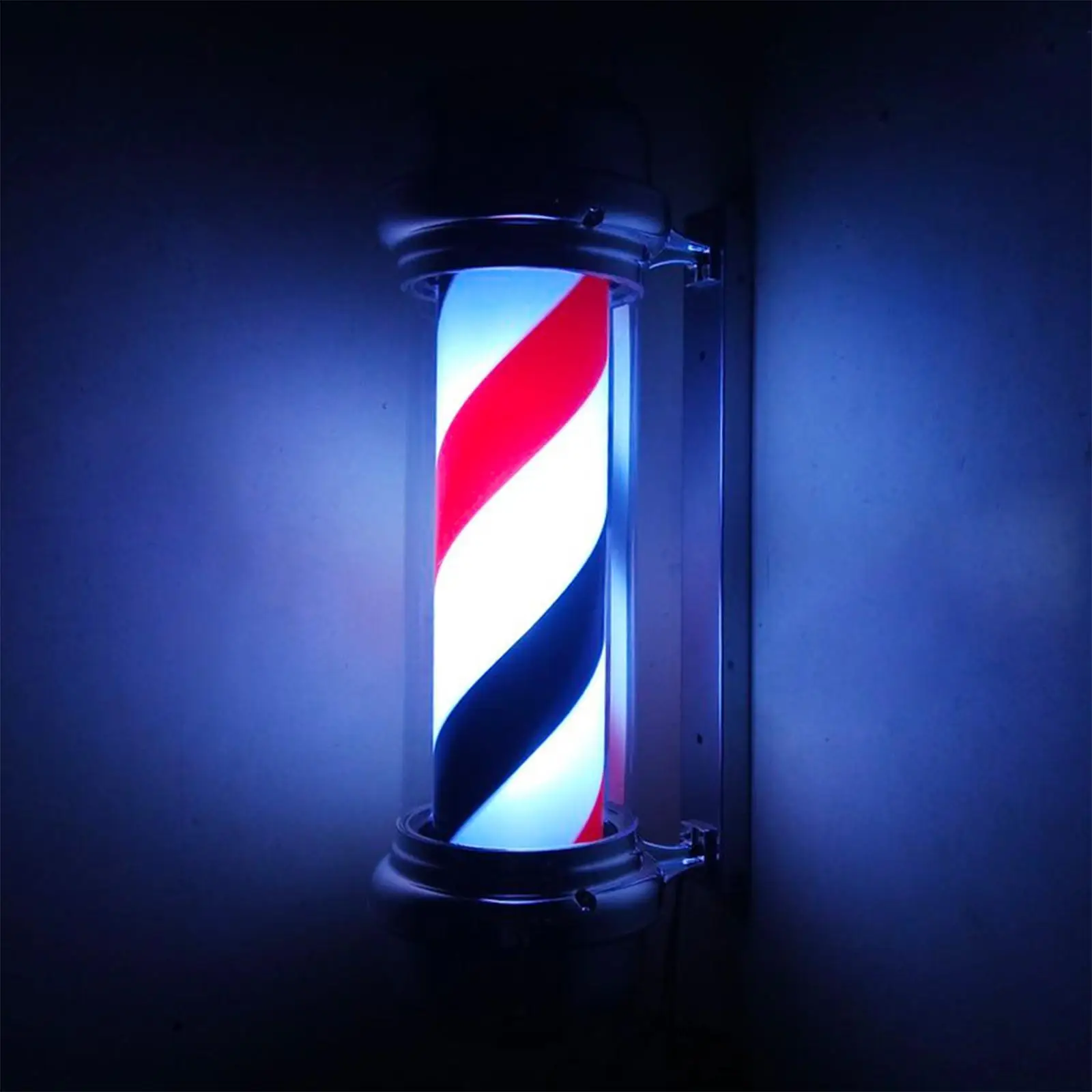 Rotating Barber Pole Lights LED Strips Lighting Wall Mounted Hair Salon Sign Open for Street Hairdressing Outdoor Barber Shop