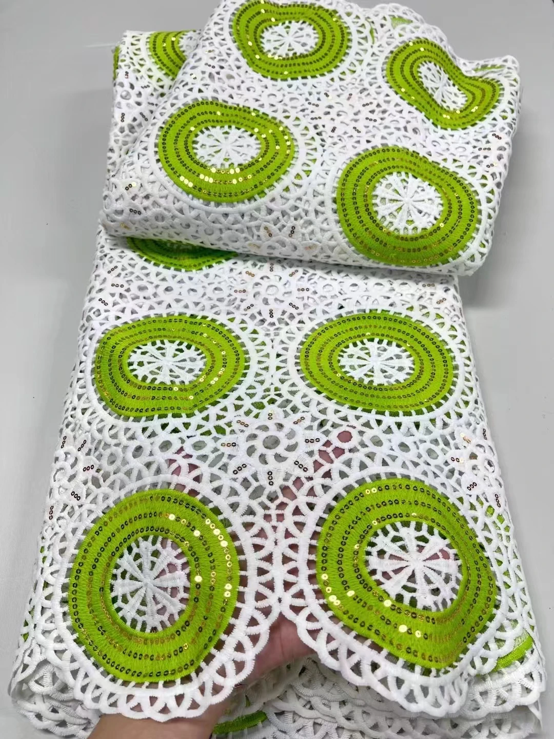 

Latest 2023 High Quality African Lace Fabric Embroidery Swiss French Tulle Cotton 5Yards Wedding Party Dress Guipure Sequins