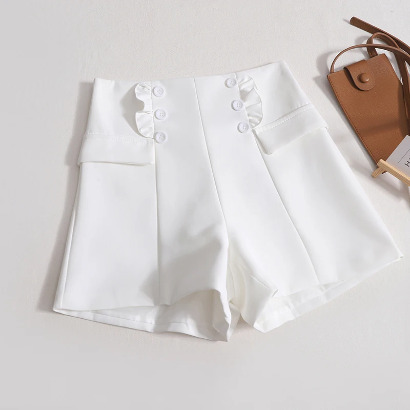 Spring Summer 2023 Suit Shorts Women High Waist Double Breasted Casual A-line