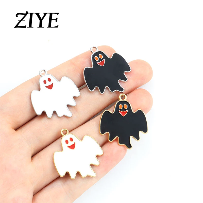 

10pcs Cartoon Red-eyed Ghost Enamel Charms Halloween Alloys Drip Oil Pendants For Making DIY Handmade Souvenir Gifts Accessories