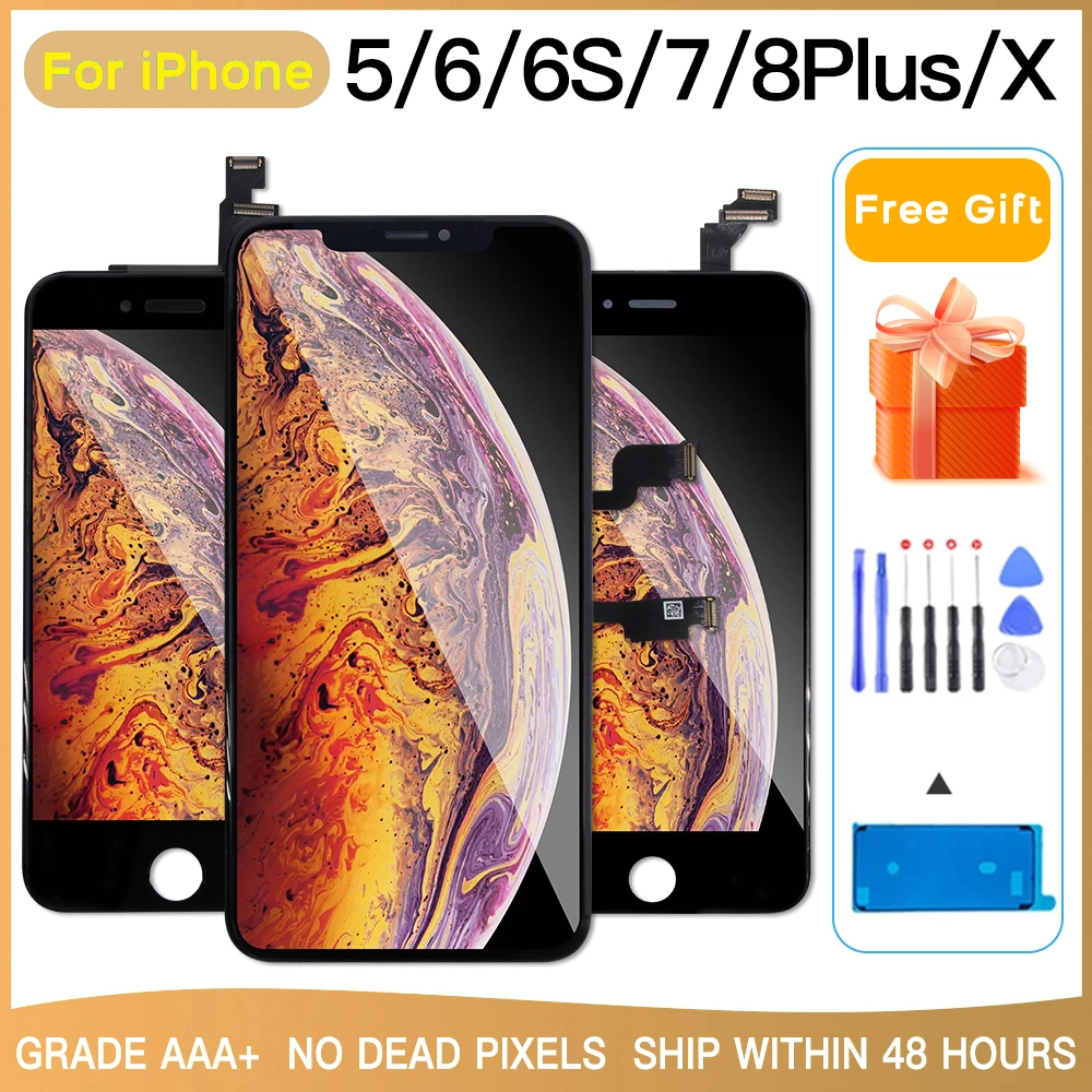 

ЖК-дисплей класса AAA для IPhone X, XR, XS MAX, ЖК-дисплей, идеальный 3D сенсорный экран, дигитайзер в сборе для IPhone 7, 8 Plus, ЖК-дисплей, инструмент для ремо...