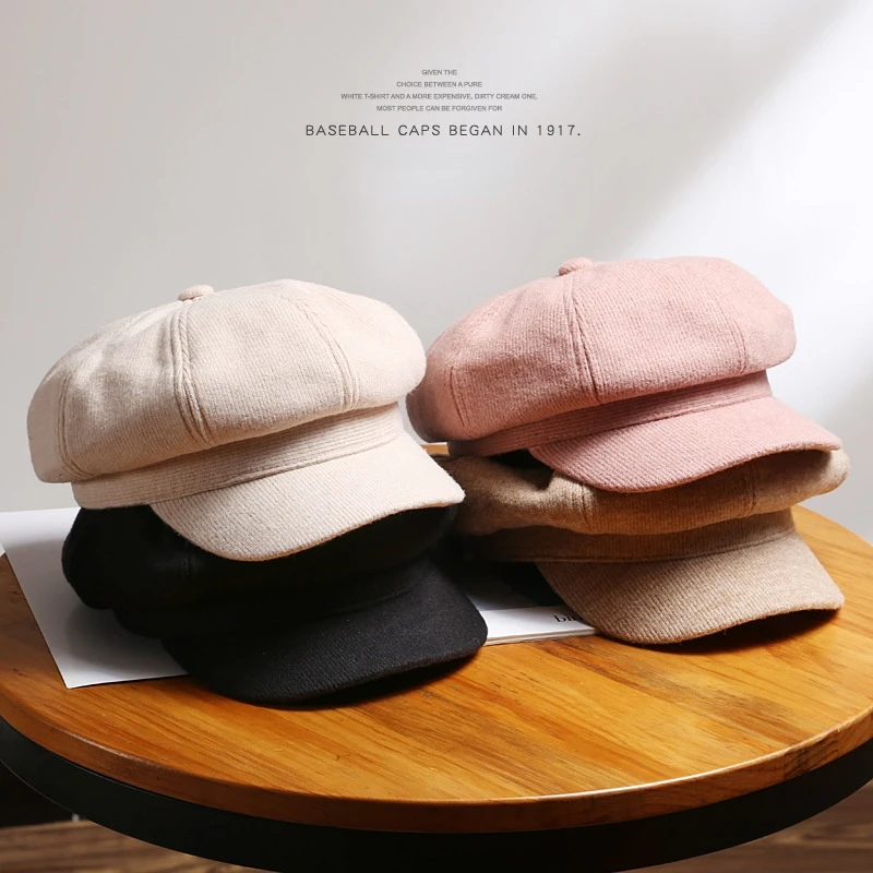 

Outdoor Men's Cap Solid Color Retro Caps for Men Fashion Women's Hat Octagonal Light Board Beret Sunshade Curved Eaves Travel