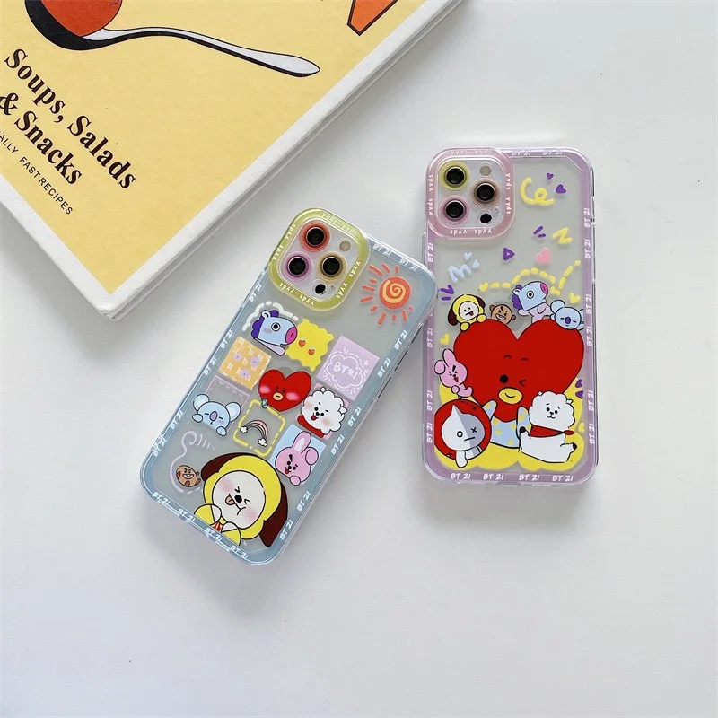 

JCBTSHBulletproof Youth GroupCartoon cute transparent soft shell is suitable for Apple mobile phone nine square grid and love
