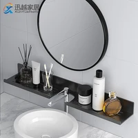 mirror front faucet rack toliet wall cosmetic storage shelf black aluminum tray shower home organizer holder bathroom accessorie