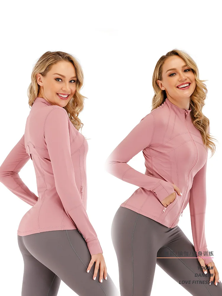 

YogasuitYogalongsleevesweatbsorptionandmoistureremovalsportsfitness suit coat Slim fit casual compression suit