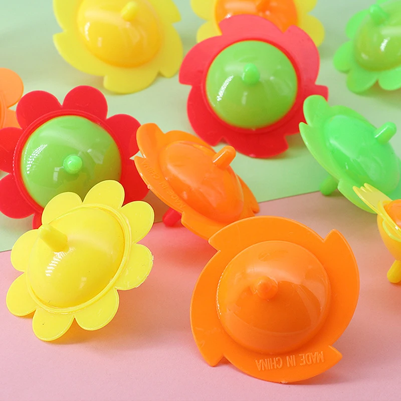 

10pcs Kids Classic Rotating Multicolour Plastic Flower Spinning Top Games Traditional Intelligence Development Educational Toys