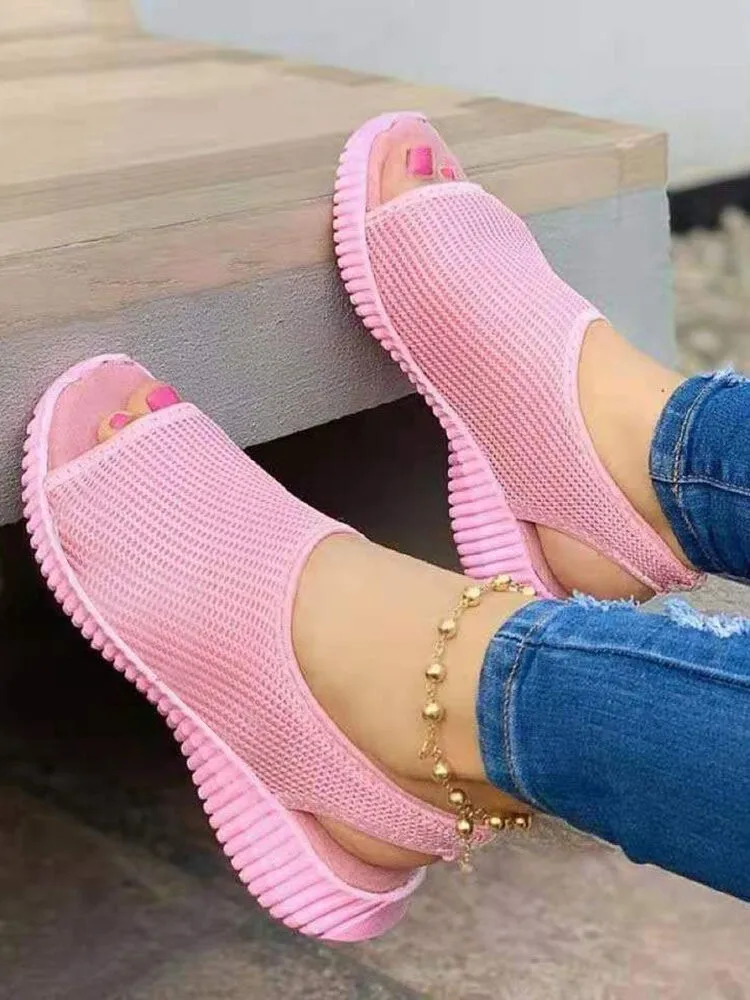 Summer Women Shoes 2022 Mesh Fish Platform Shoes Women's Closed Toe Wedge Sandals Ladies Light Casual Sandals Zapatillas Muje