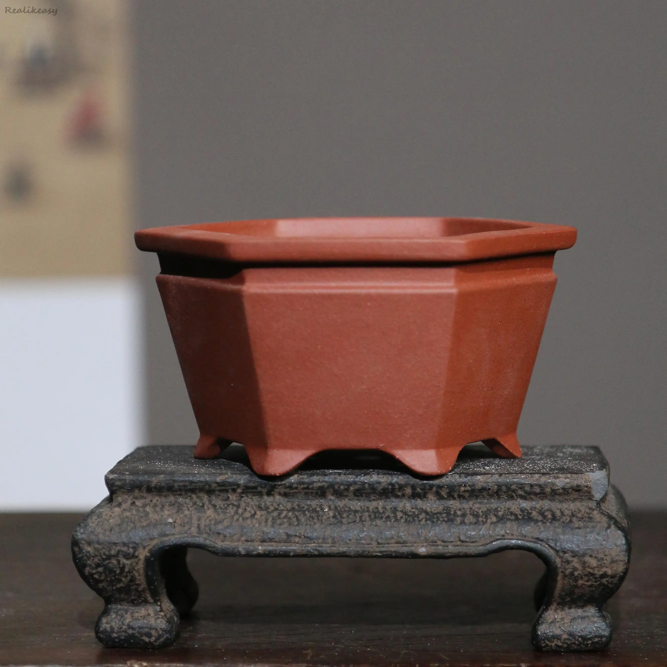 

2022 New Purple Sand Flower Pot Solid Color Home Decor Bonsai Pot Small Pot Chinese Style Handmade Pot Desktop Potted Flower Pot
