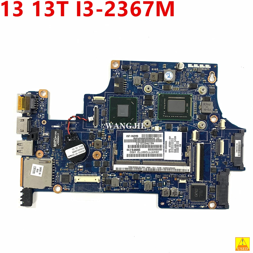 Used FOR HP FOLIO 13 13T Laptop Motherboard 672351-001 672351-501 I3-2367M 1.4G HM65 100% Fully Tested