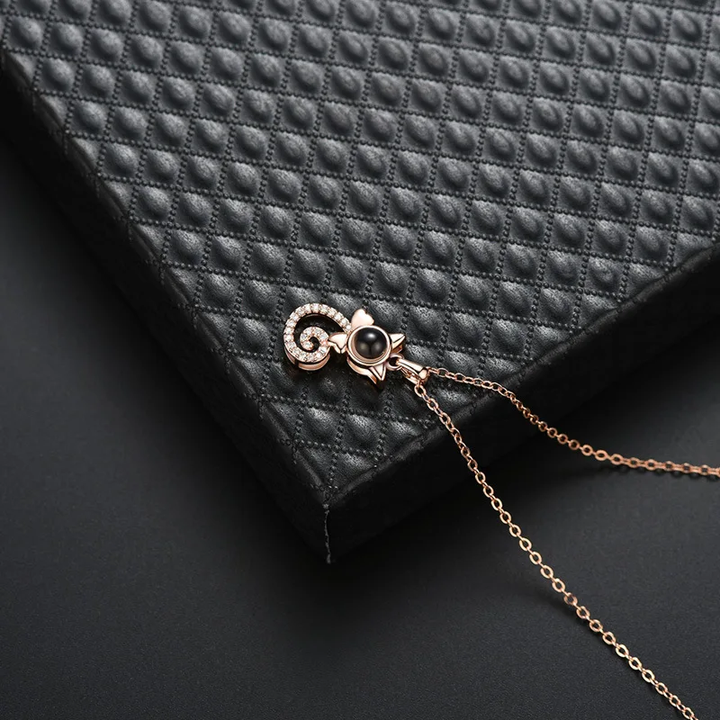 

Cute Fox Projection Necklace 100 Languages I Love You Fashion Pendant Jewelry For Girlfriend 2022 New Korean Trendy Couple Gifts