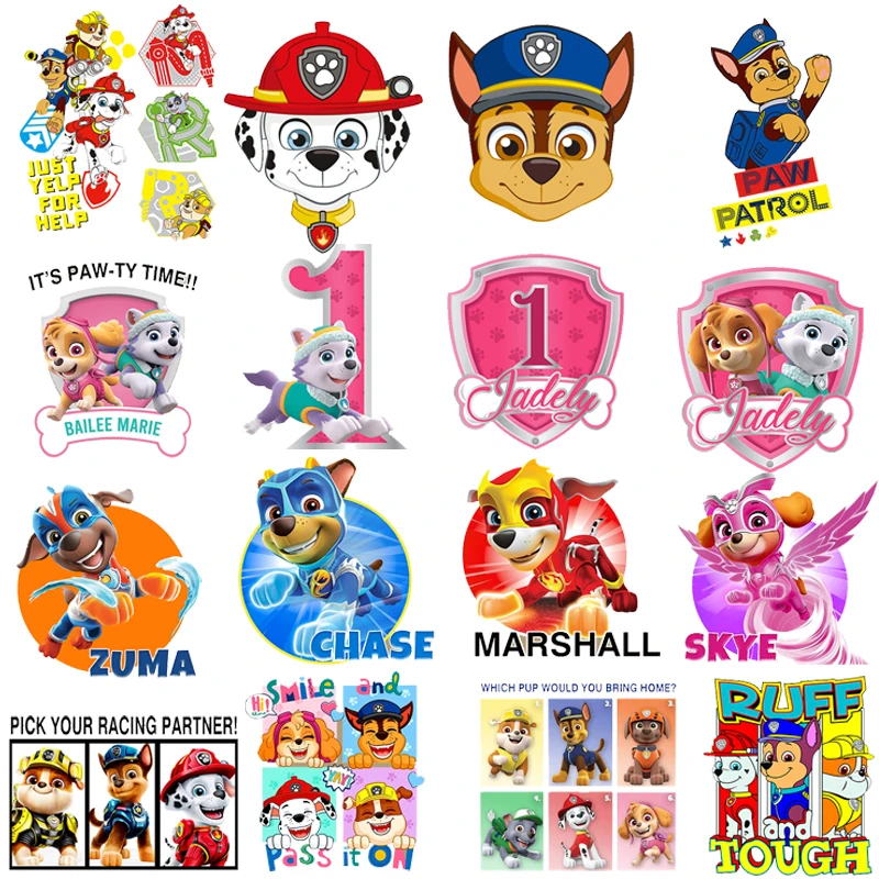 

Paw Patrol Iron on Patches for Clothes Kids Clothing DIY T-shirt Applique Heat Transfer Vinyl Patch Stickers Thermal Press Gift