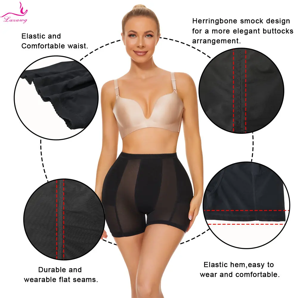LAZAWG Women Butt Lifting Panties with Removable Pads Hip Enhancer ShortsTummy Control Slimming Panty Shapewear Sexy