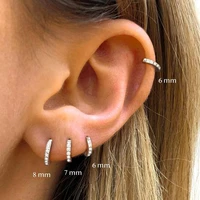 56789mm rainbow small hoop earrings crystal tiny huggies minimal gold round circle earring for women men helix piercing