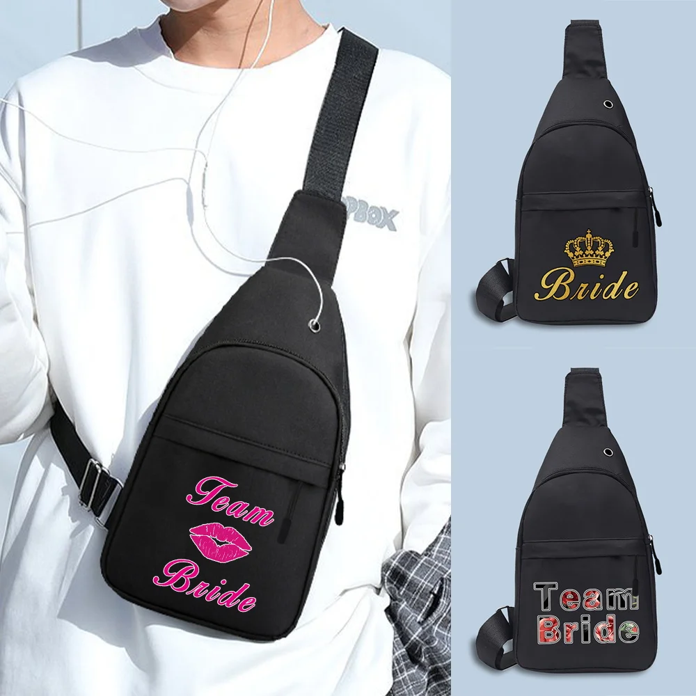 

Canvas Chest Pack Men Shoulder Bag with USB Charging Port Male Anti Theft Sports Chest Bags Travel Messenger Bags Bride Series