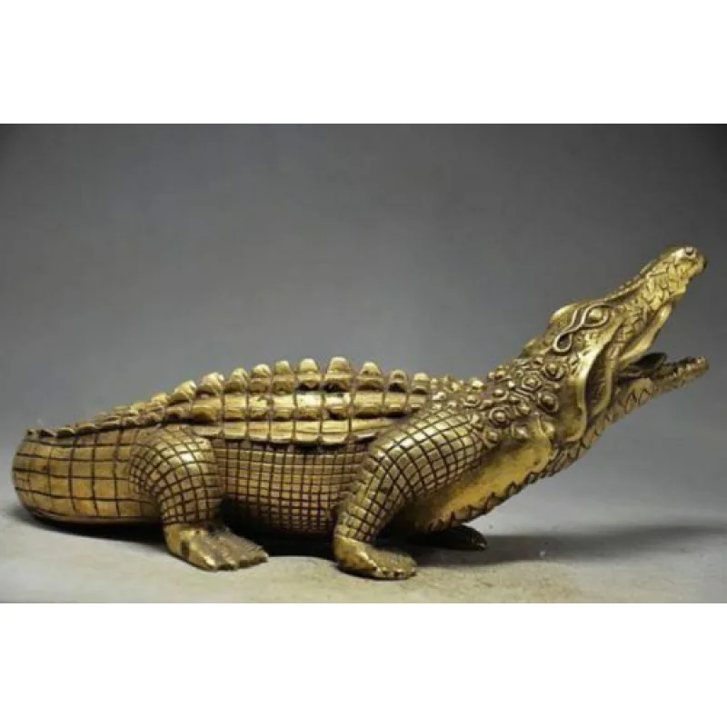 

Ingenious Old Brass bronze handmade statues Crocodile Statues