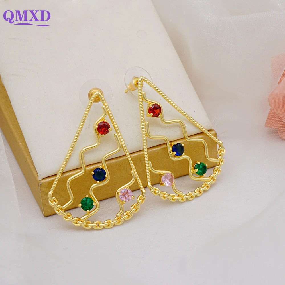 

Nigeria Ethiopian Gold Color Earrings Copper Planted Earrings For Women Lady Daily Wear Party Wedding Gift 2023