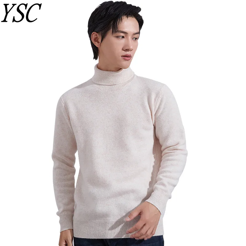 

YSC 2022 winter Men Knitted 100% pure wool Sweater High turned collar thickening Loose style Soft warmth Anti-pilling Pullover