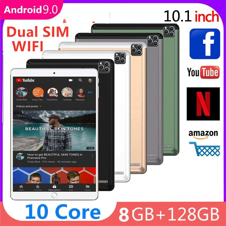 

Newest Best Tablet WiFi Tablet PC 10.1 Inch 8G+128GB 4G Network Tablet Android 9.0 Dual SIM Dual Camera Rear 5.0 MP Buletooth