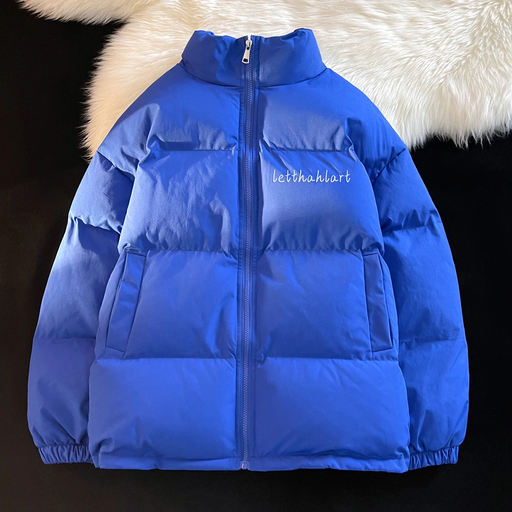 Mens Winter Parkas Coat 2022 Thicken Warm Stand Collar Jackets Solid Color Outerwear