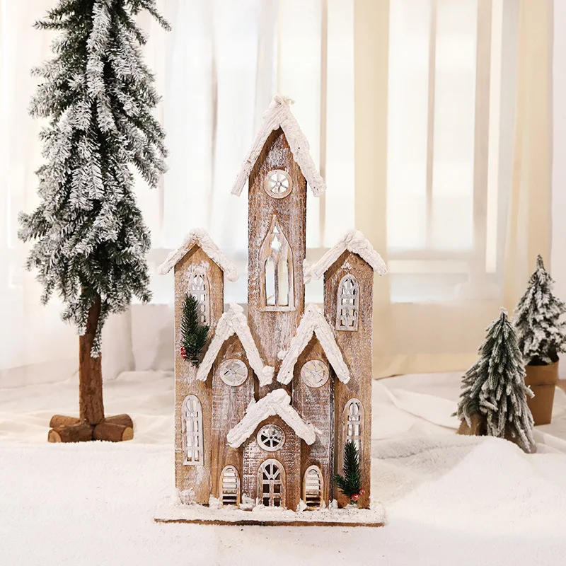 Рождественский деревянный Снежный пейзаж замок деревенский дом сцена