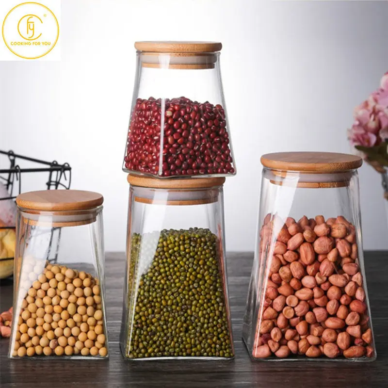 

Large Capacity Square Storage Tank Bamboo Cover High Borosilicate Glass Tank Storage Tank Sealing Tank Food Storage Containers