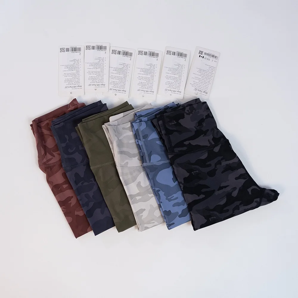 Lulu-Quick Drying Camouflage Double-Sided Matte Nude Sports, Fitness, Yoga, Night Running, Can Be Worn Out In Cropped Pants