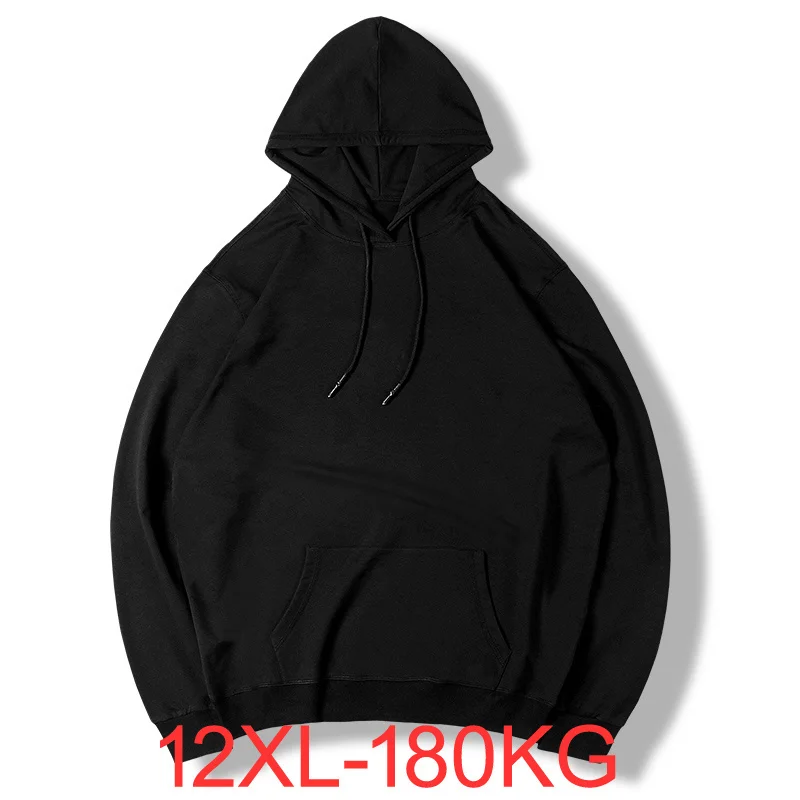 

Winter Autumn long-sleeved Hoodies men's plus size Black shirt loose round neck Solid youth trend 9XL 10XL 11XL 12XL 180KG