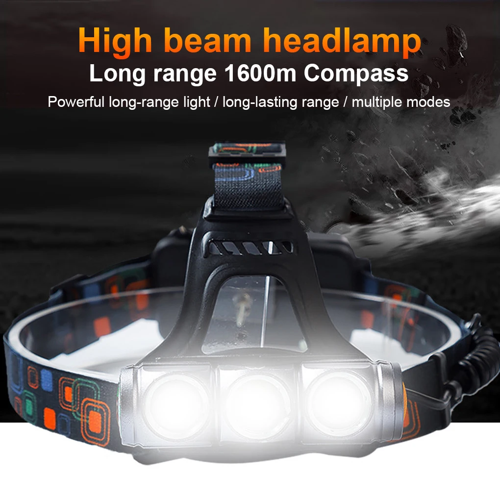 

Rechargeable Headlight with Compass Adjustable Headlamp Anti-skid Head Light Flashlight Lighting Searching Travelling