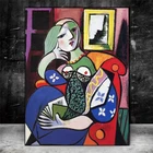 Женщина с книгой Пикассо холст настенные картины художественные плакаты и принты сюрреалистичность Искусство Холст картинки для гостиной